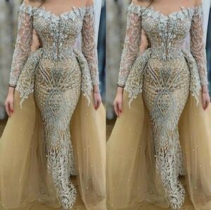 Mermaid prom dress with detachable train